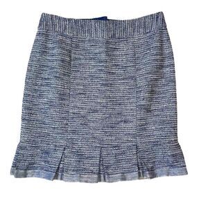 Nanette Lepore Tweed Skirt blue and gray pencil skirt with ruffle bottom SZ 8